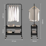 Suport pentru Haine cu Roti si Cosuri Metalice 2 Etaje 160x68x30cm Alb - detaliu produs