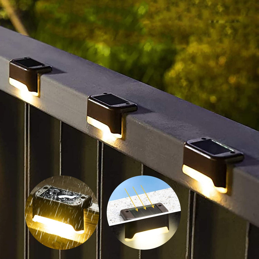 Set 4 lampi solare LED pentru trepte, lumina calda