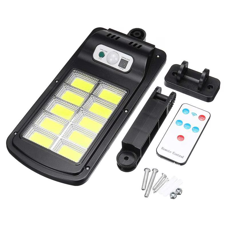 Lampa Solara cu Inductie, 10 x LED COB, Montare pe Perete, cu Telecomanda, Negru