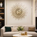 Ceas de Perete Decorativ Premium „Soare”,  80 cm, Design Auriu Elegant, Mecanism Silențios