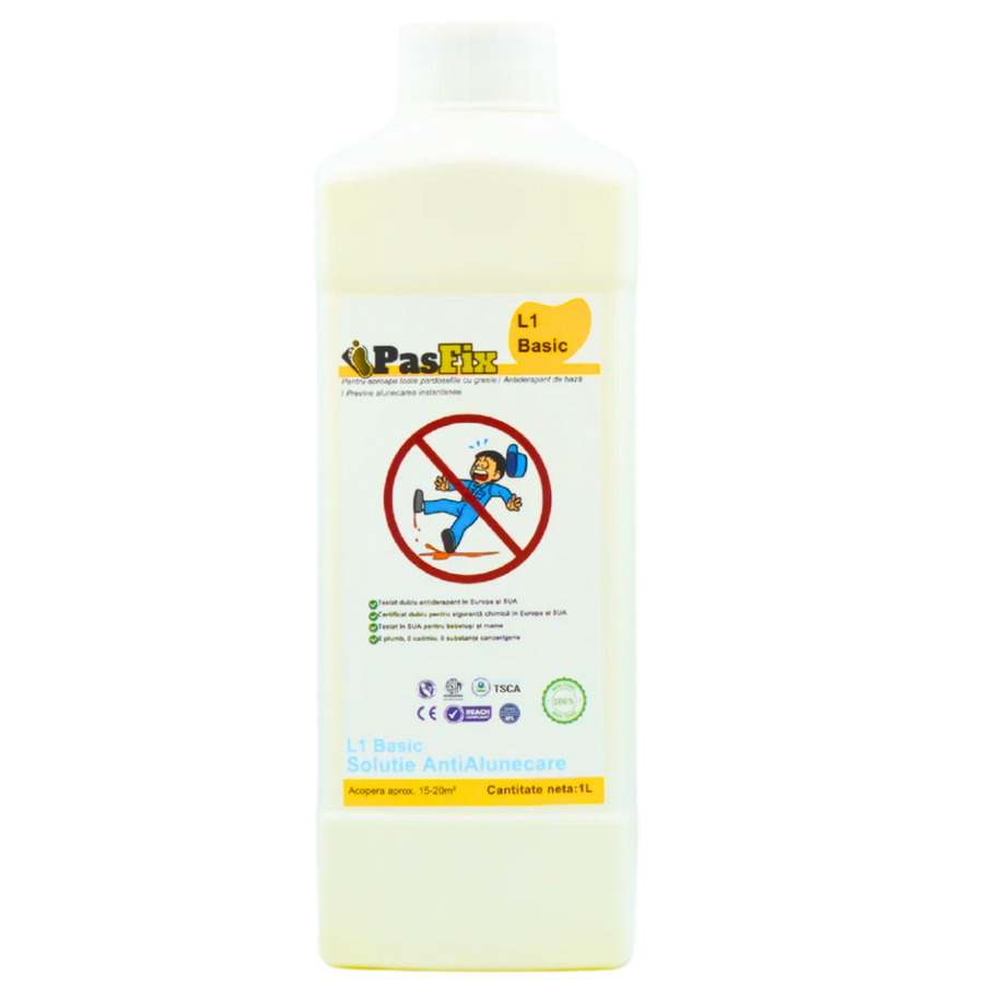 Soluție Antialunecare PasFix L1 Basic 1L – Protecție esențială pentru băi, bucătării și suprafețe cu risc de alunecare - detaliu produs