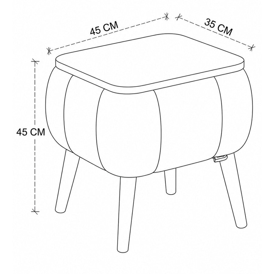 LINA Noptiera cu Spatiu Depozitare Tapitata Boucle Alb 45x35x45 cm Design Scandinav - detaliu produs