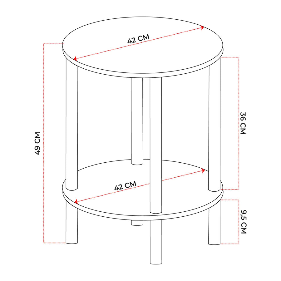 Masuta Cafea Rotunda Lemn Picioare Metalice Design Modern Gri Antracit - detaliu produs