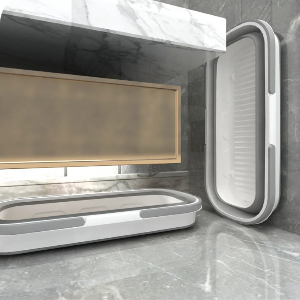 Set mop rotativ cu 2 lavete microfibra si lighean pliabil de 8 L