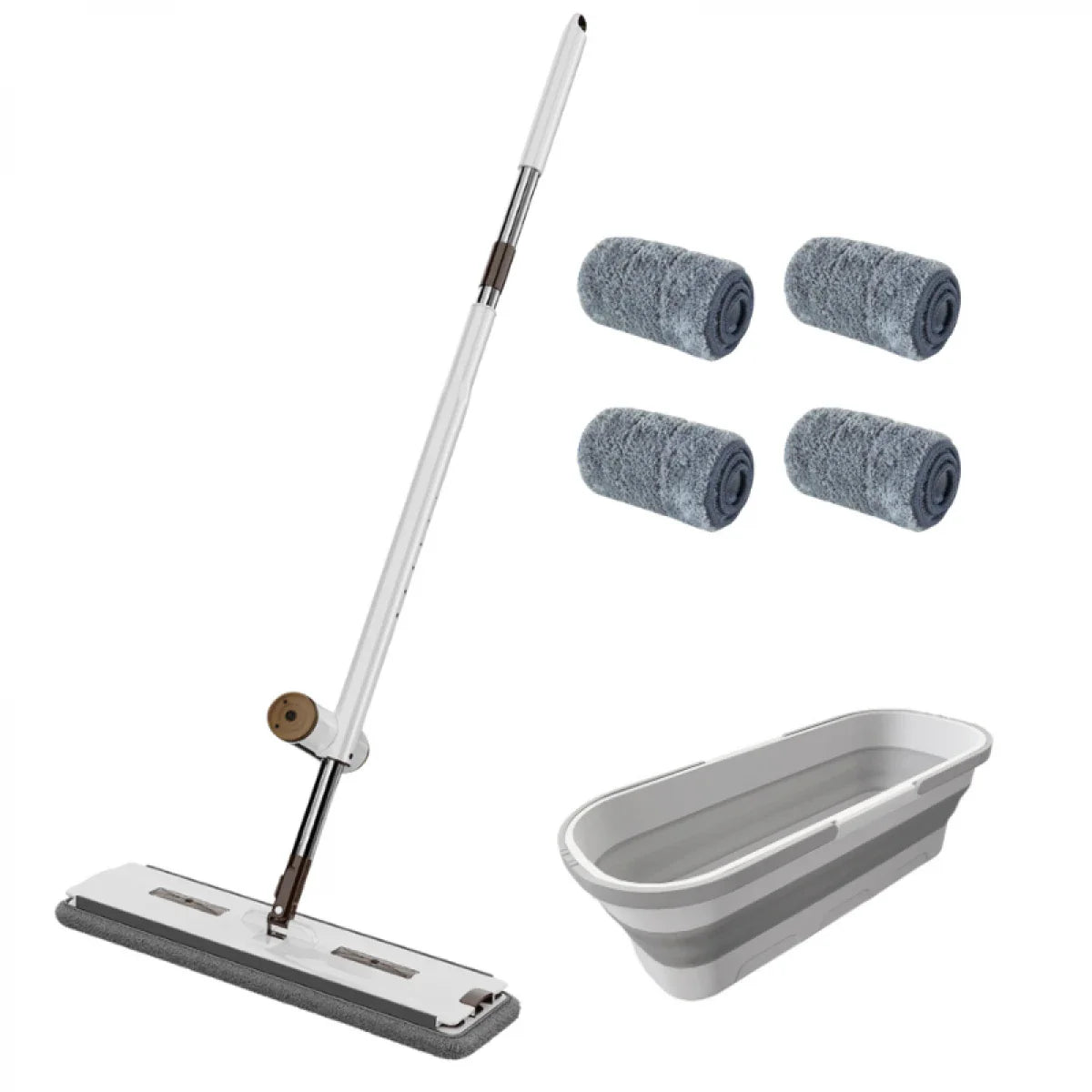 Set mop rotativ cu 2 lavete microfibra si lighean pliabil de 8 L