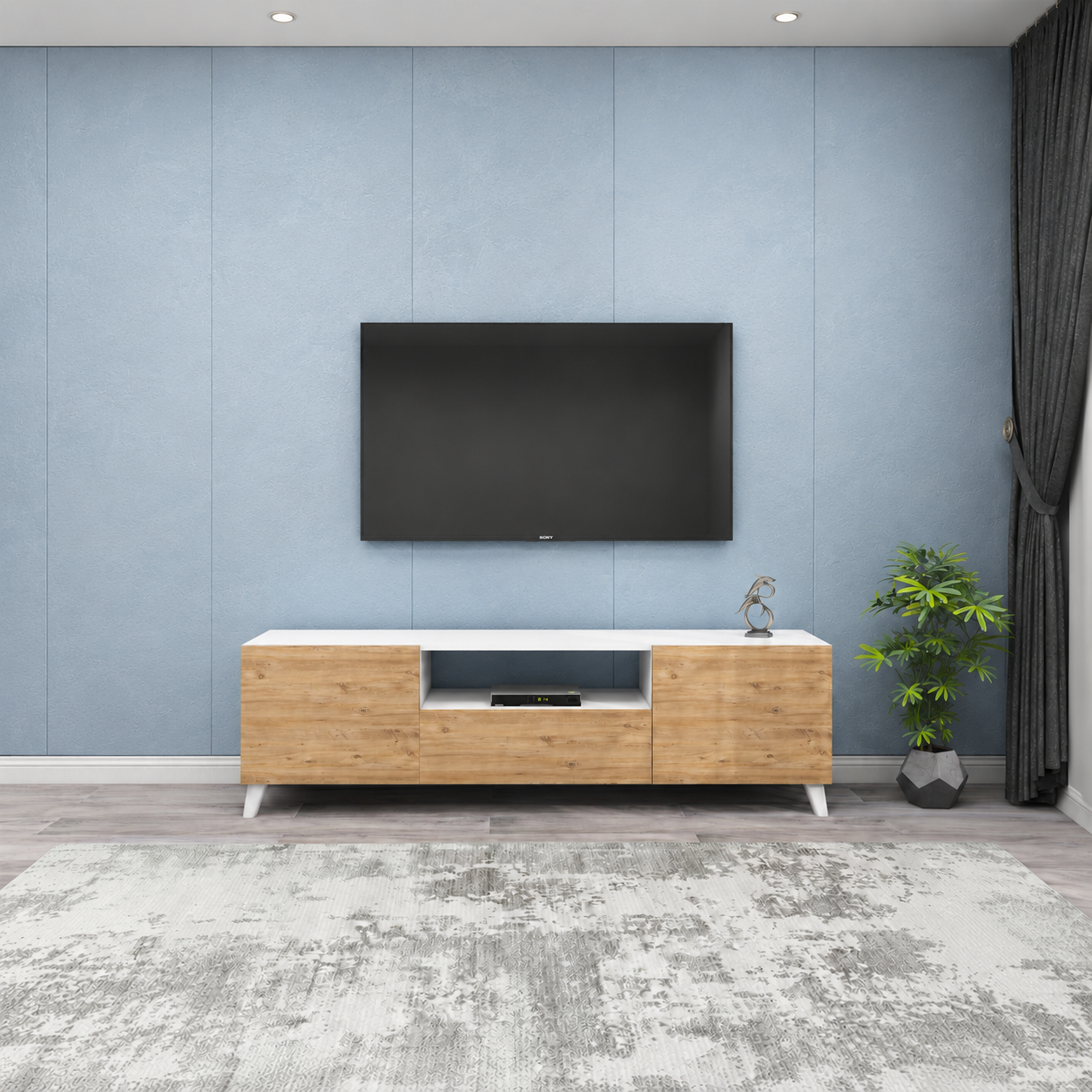 Comoda TV 140x30x46 cm, cu picioare inalte 12 cm, pentru living