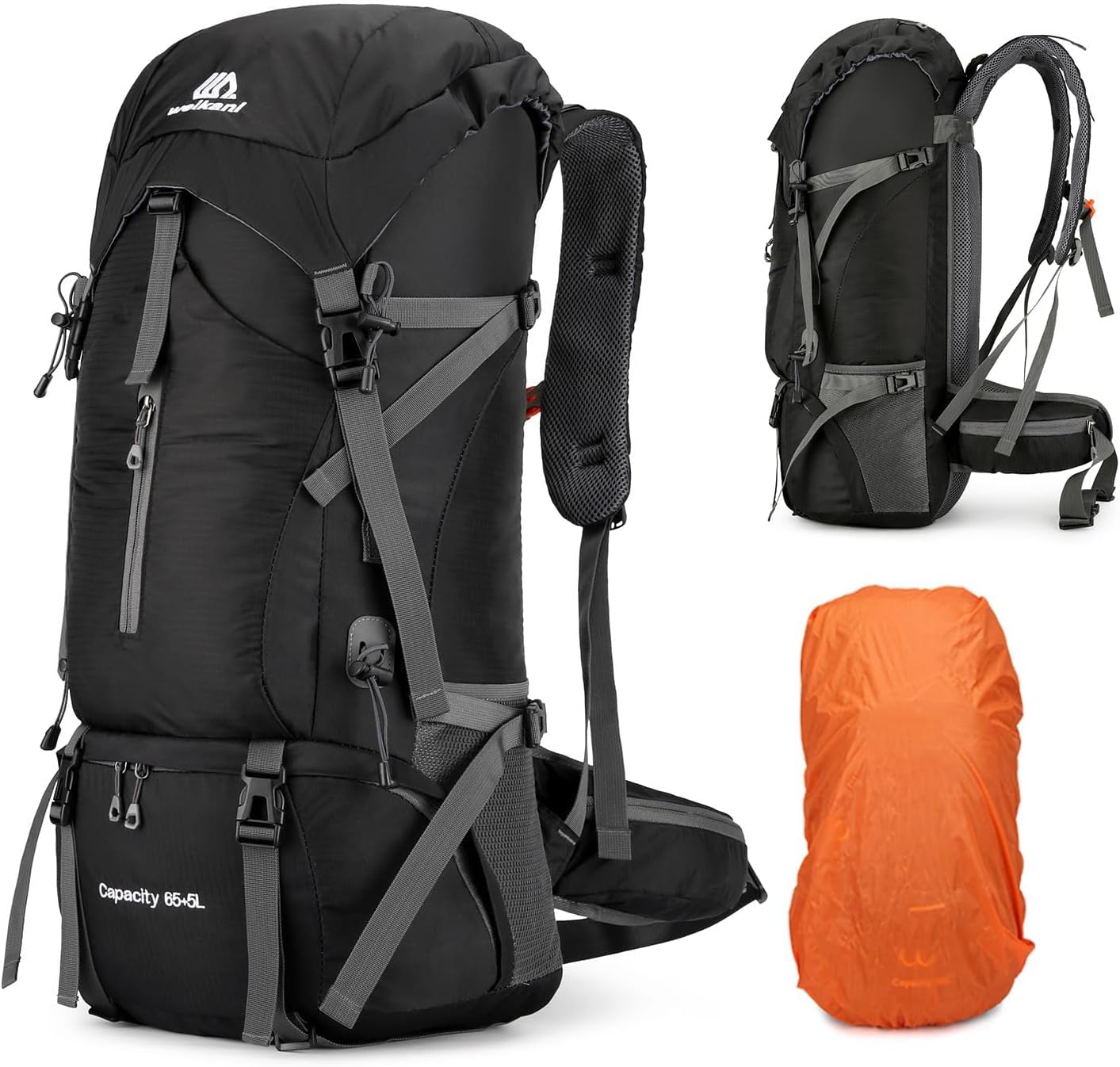 Rucsac drumetie 70L cu husa ploaie si sistem prindere echipament 70x32x23 cm