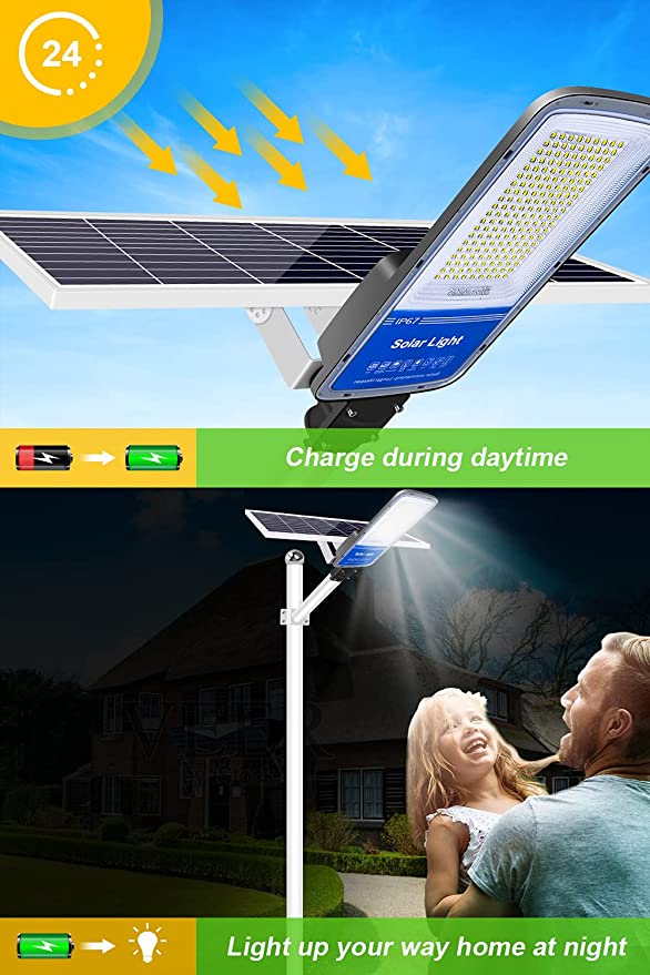 Lampa solara stradala LED cu panou solar 400W, brat montare si telecomanda, 13500 lumeni, 180 LED