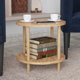Masuta Cafea Rotunda Lemn Picioare Metalice Design Modern Gri Antracit - detaliu produs
