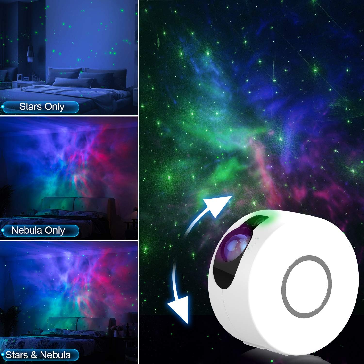 Proiector de stele LED 3D Aurora, Lampa de veghe pentru copii, Telecomanda