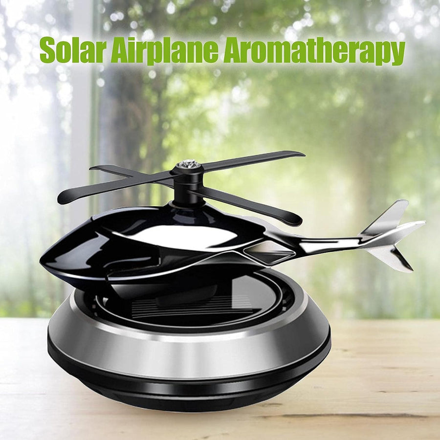Odorizant auto cu Incarcare solara, baza antiderapanta, ulei esential si pipeta Incluse, elicopter