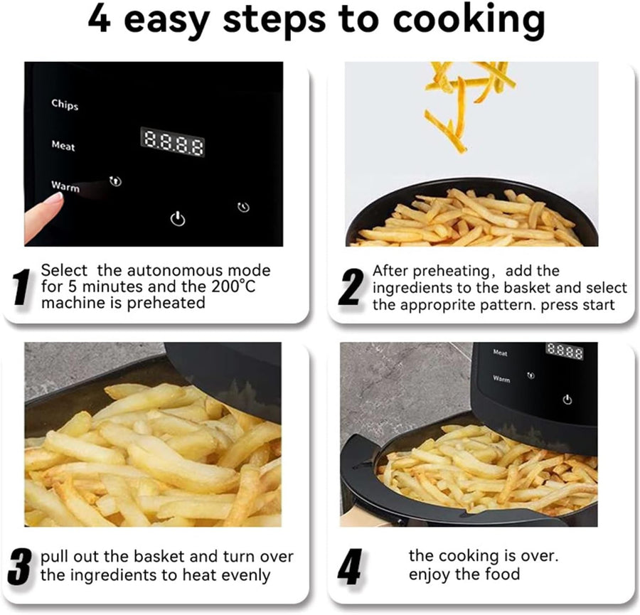 RESIGILAT - Friteuza cu aer cald, S-18 Air Fryer, 2400W, afisaj digital, LCD Touch control