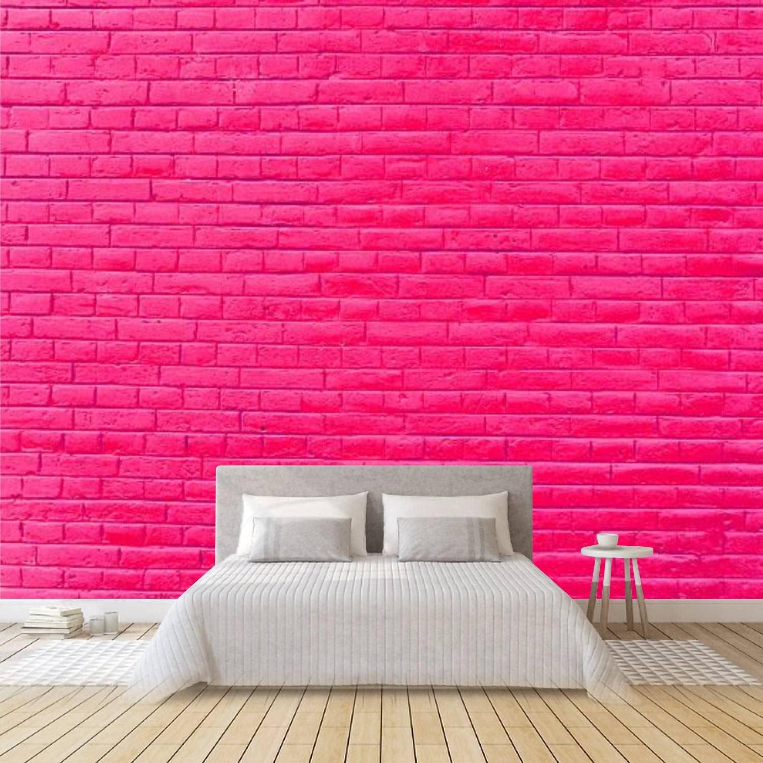 Tapet 3D caramida roz fucsia auto-adeziv pentru interior, 70 x 77 cm