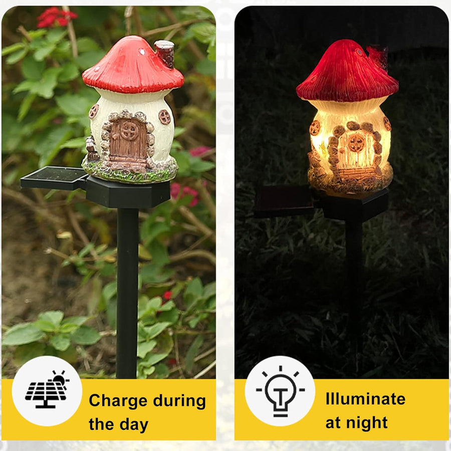 Lampa decorativa de gradina cu încarcare solara, model casuta din povesti
