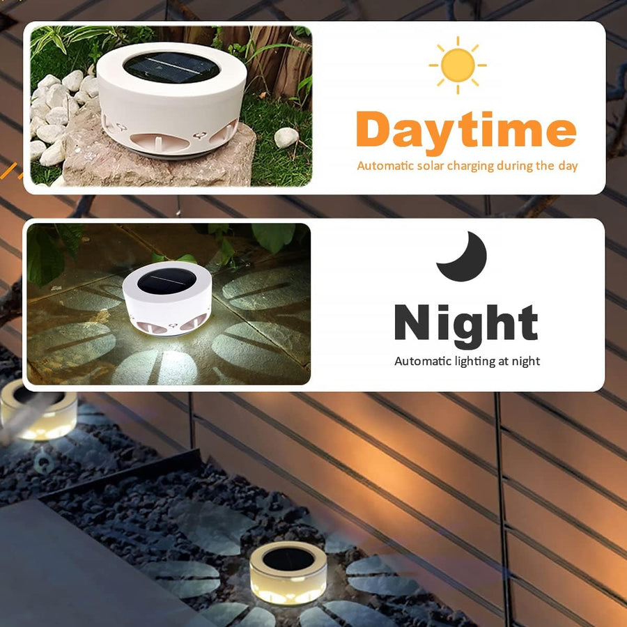 Lampa solara LED decorativa cu proiectie floare, IP65, 5W, alb rece, dimensiuni 12.5 x 6.5 cm