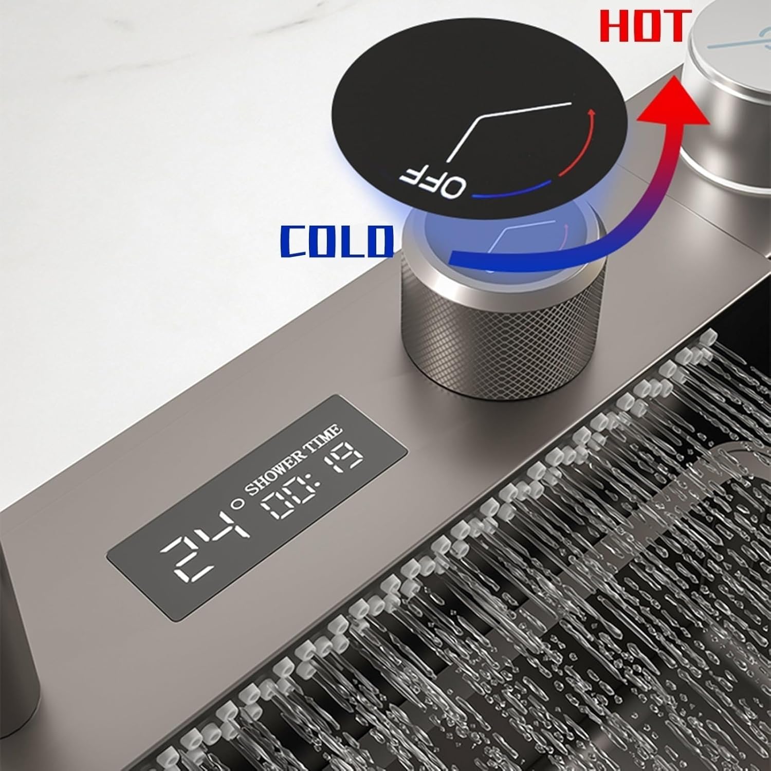 RESIGILAT - Chiuveta multifunctionala cu 2 cascade cu accesorii incluse, afisaj digital a temperaturii si robinet cascada, culoare negru grafit