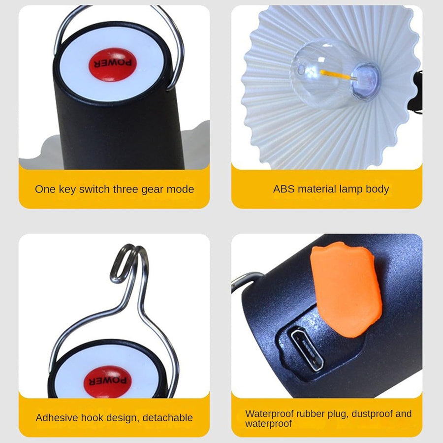 Lampa camping portabila, ghirlanda LED, rezistenta la apa, design bec oval, 5W