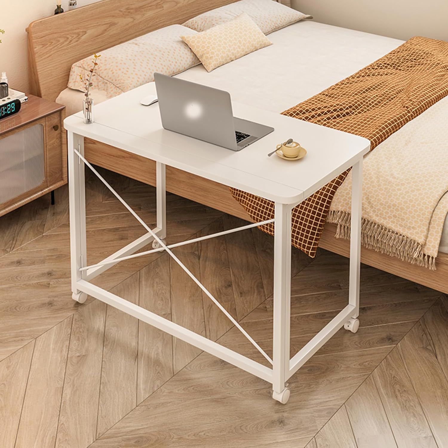 Birou compact cu roti 60x40x75 cm pentru laptop sau birou acasa