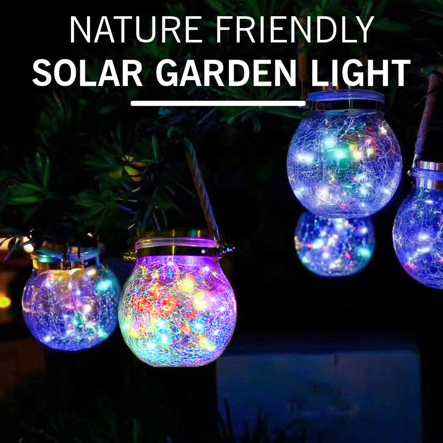Lampa solara decorativa cu LED, model glob sticla sparta, 11.5 x 14 x 8 cm