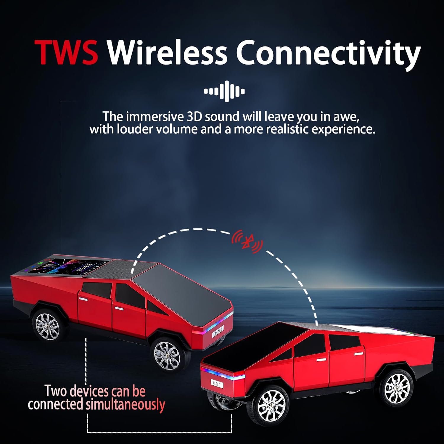 Boxa Portabila Cyber Truck Speaker Wireless TWS cu Sunet 3D si Design Futurist