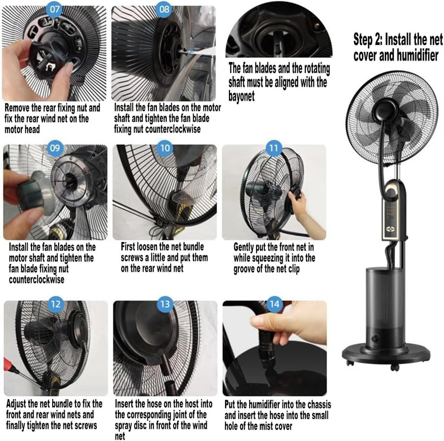 Ventilator electric cu umidificator 4L, telecomanda si motor cupru – 130 cm, 16 inch, 3 viteze