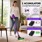 Aspirator Vertical Fara Fir 650W 48 kPa Autonomie 60 Minute 2 Acumulatori Mov - detaliu produs