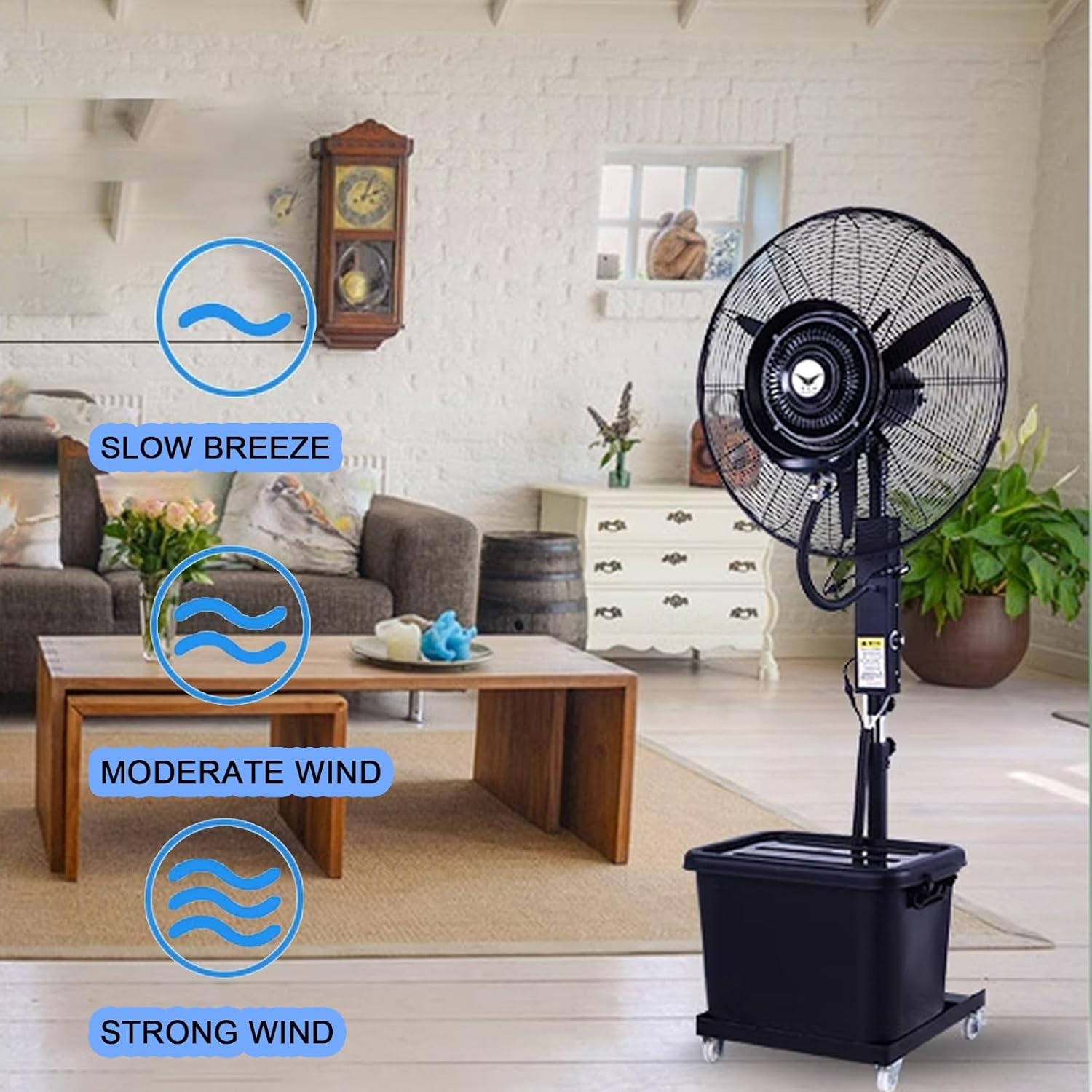 RESIGILAT - Ventilator industrial cu rezervor apa 40 litri, diametru 55cm, putere 160 W – 3 trepte