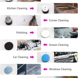 Perie electrica rotativa de curatare – 9 capete multifunctionale, 2 viteze, maner telescopic