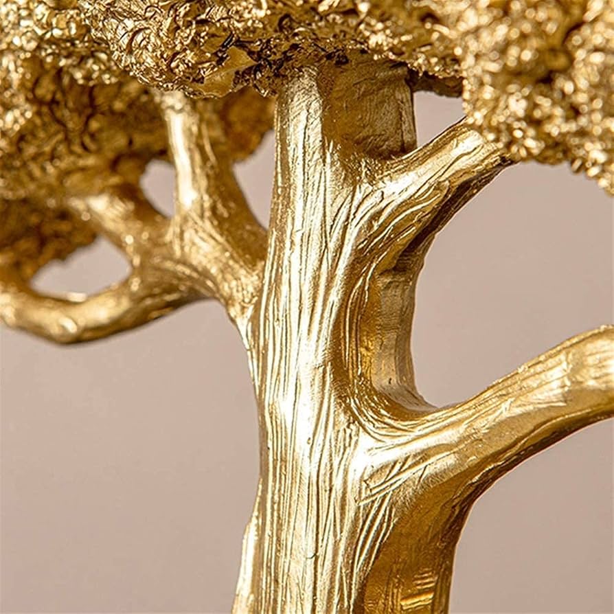 Sculptura decorativa Arborele Fortunei Divine, auriu, din rasina, 23 cm