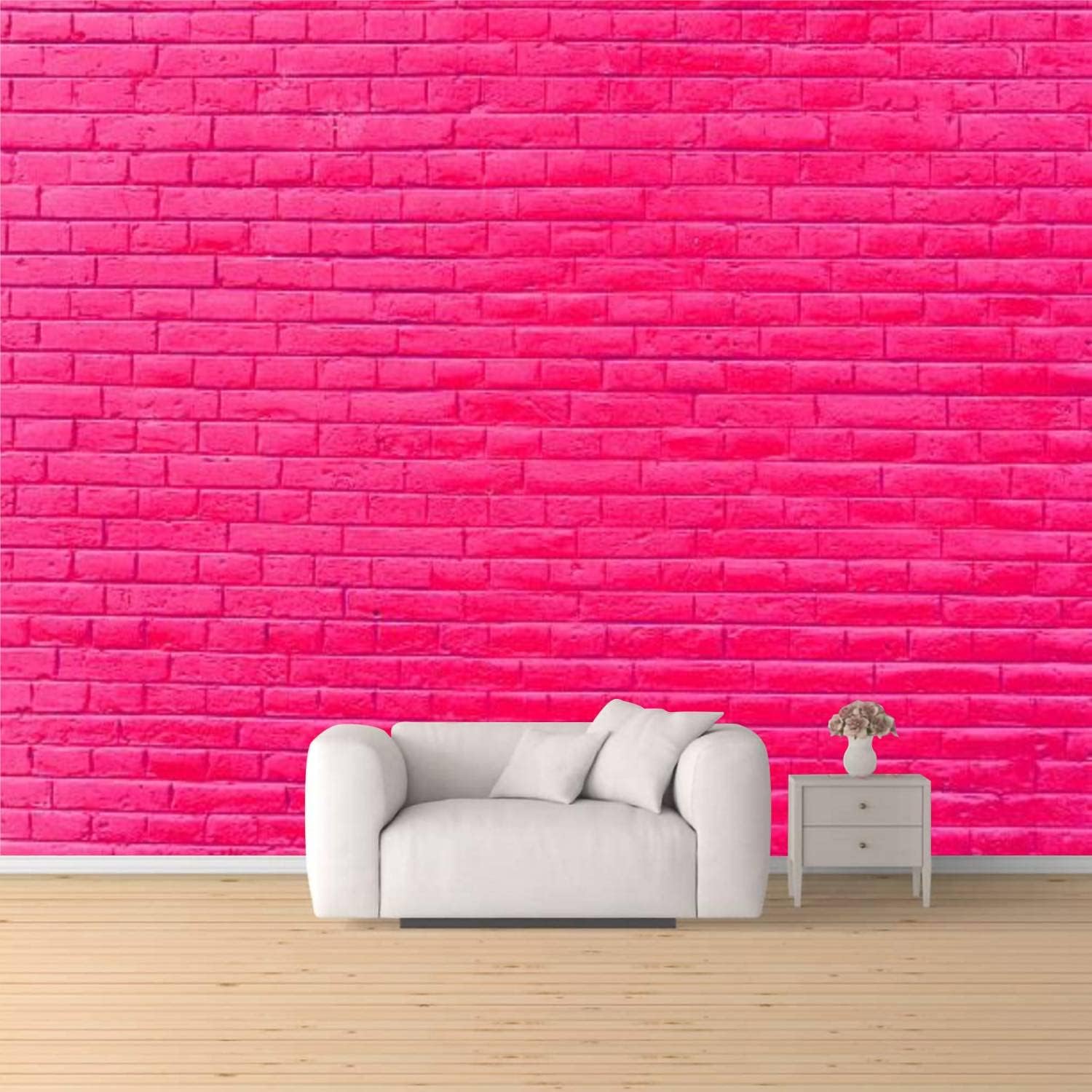 Tapet 3D caramida roz fucsia auto-adeziv pentru interior, 70 x 77 cm