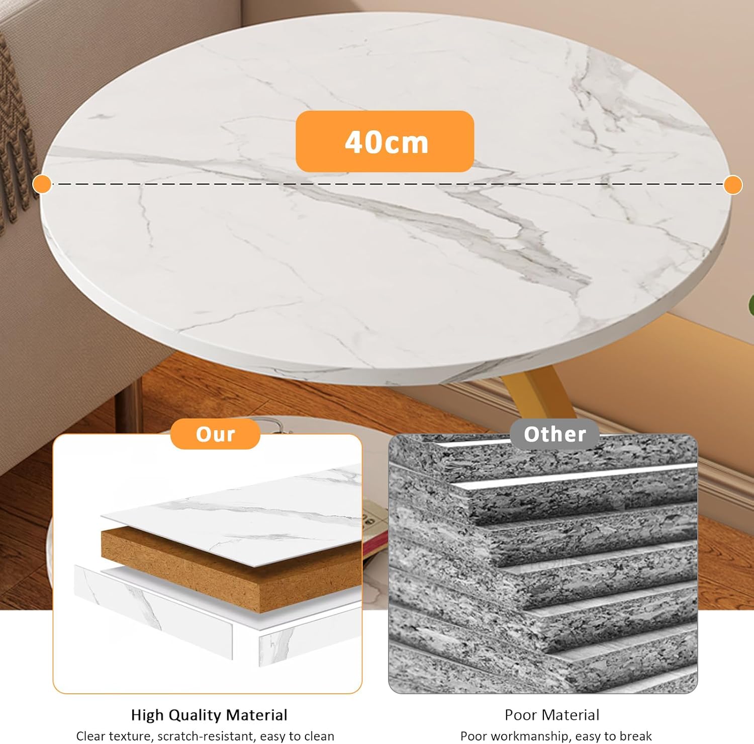RESIGILAT - Masuta de cafea pentru living, design nordic, elegant, 62x40cm