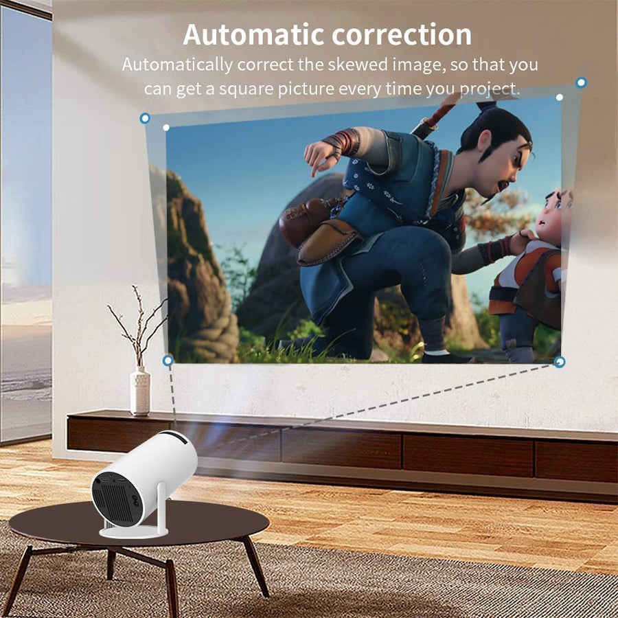 Videoproiector portabil, X10 Plus, 5000 lumeni, 4K Ultra HD, WiFi, Bluetooth 5.0, difuzor integrat, telecomanda, 10.000 jocuri incluse, Rotatie 180 grade, alb