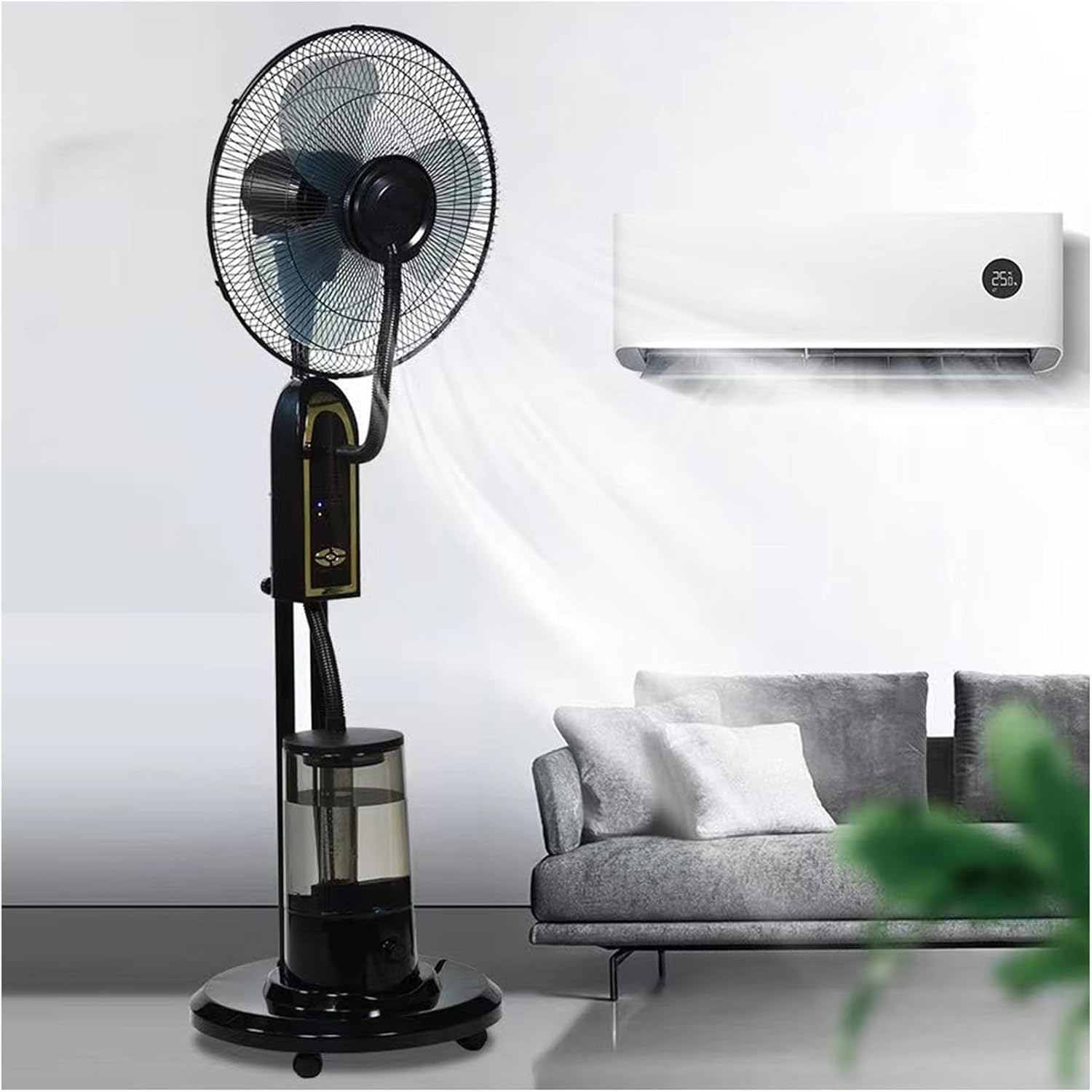 RESIGILAT - Ventilator electric cu umidificator 4L, telecomanda si motor cupru – 130 cm, 16 inch, 3 viteze