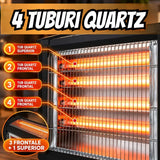 Radiator Quartz Hausberg HB 8800 2000W 4 Tuburi Quartz 2 Trepte Putere Termostat - detaliu produs