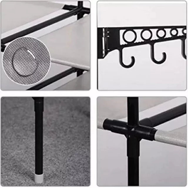 RESIGILAT - Suport pentru umerase stander haine, 3 rafturi, 8 carlige, 175 cm