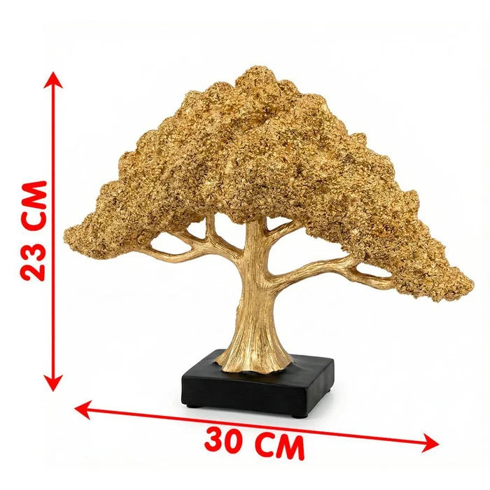 Sculptura decorativa Arborele Fortunei Divine, auriu, din rasina, 23 cm
