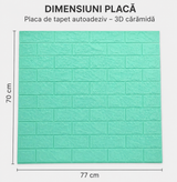 Tapet 3D Caramida Turcoaz Auto-Adeziv pentru Interior 70x77cm Decorativ - detaliu produs