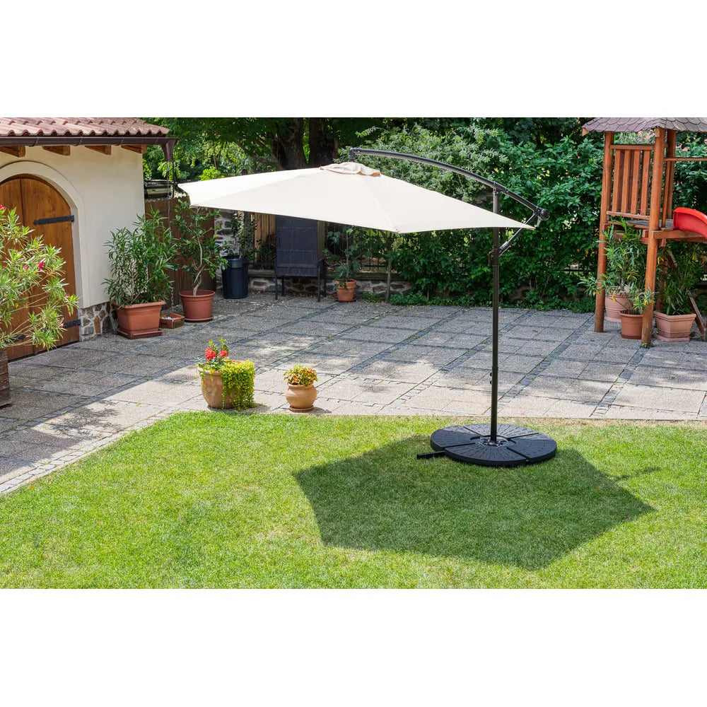 Umbrela de soare suspendata pentru gradina sau terasa, rotunda 3m X 2.5m X 2.3m, suport inclus