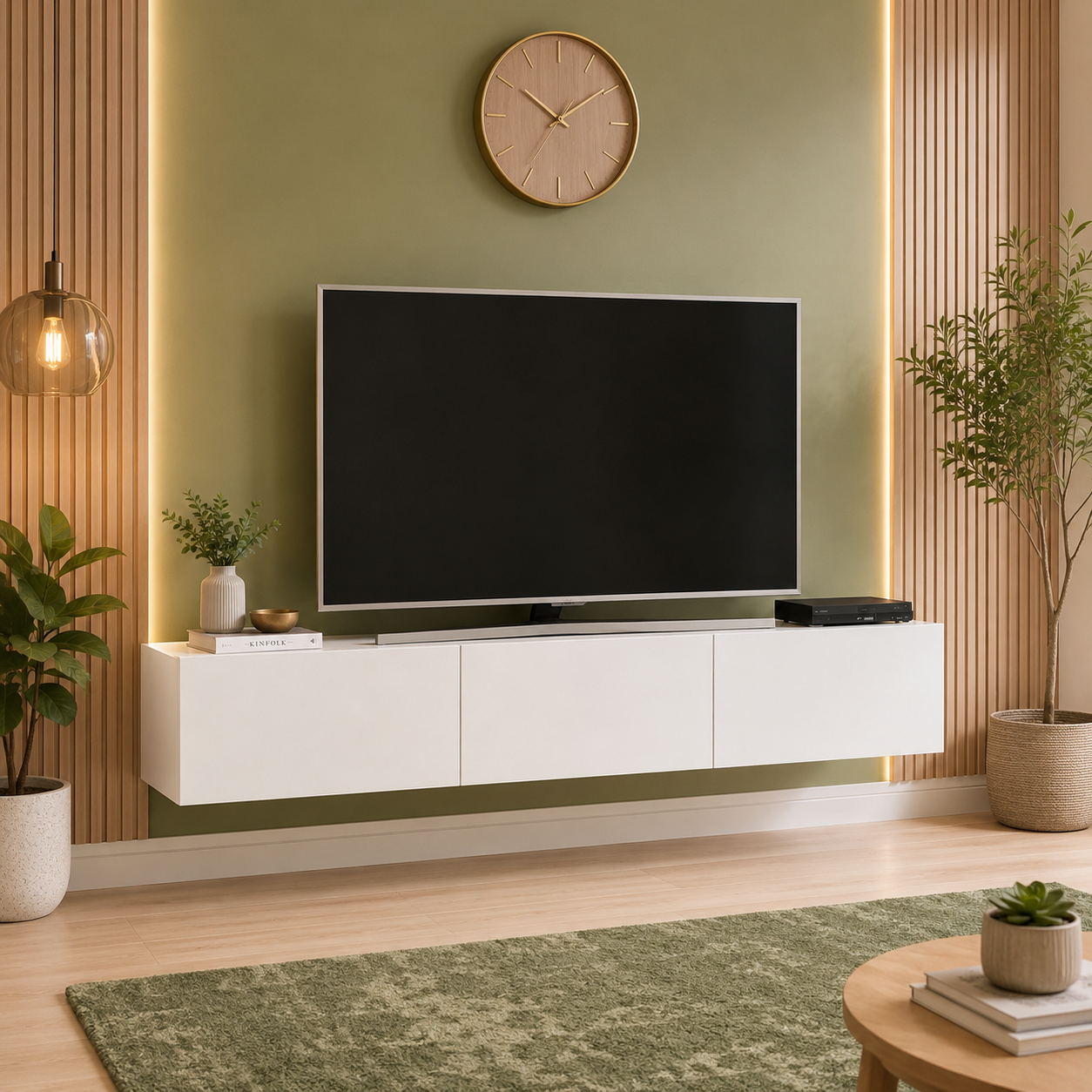 Comoda TV Marvel 180 cm, mobilier living, suport televizor mare pana la 75 inch, 2 usi rabatabile cu inchidere lina soft-close, PAL melaminat 18 mm clasa E1, pentru soundbar si consola jocuri