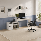 RESIGILAT - Birou modern 139x51x75 cm, cu corp de depozitare 92x40x53 cm, pentru birou, office sau home office