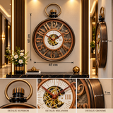 Ceas de Perete Premium Stil Ceas de Buzunar, Design Vintage cu Mecanism Aparent, 60 × 45 × 7 cm - imagine principala