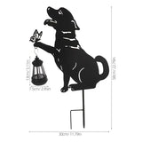 Set 2 Decoratiuni Solare de Gradina Catelus Fluture Felinar LED Metal - imagine principala