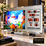 Ceas Veioza Acvariu Rotativ 936B-W cu Termometru Calendar Digital LED - imagine principala