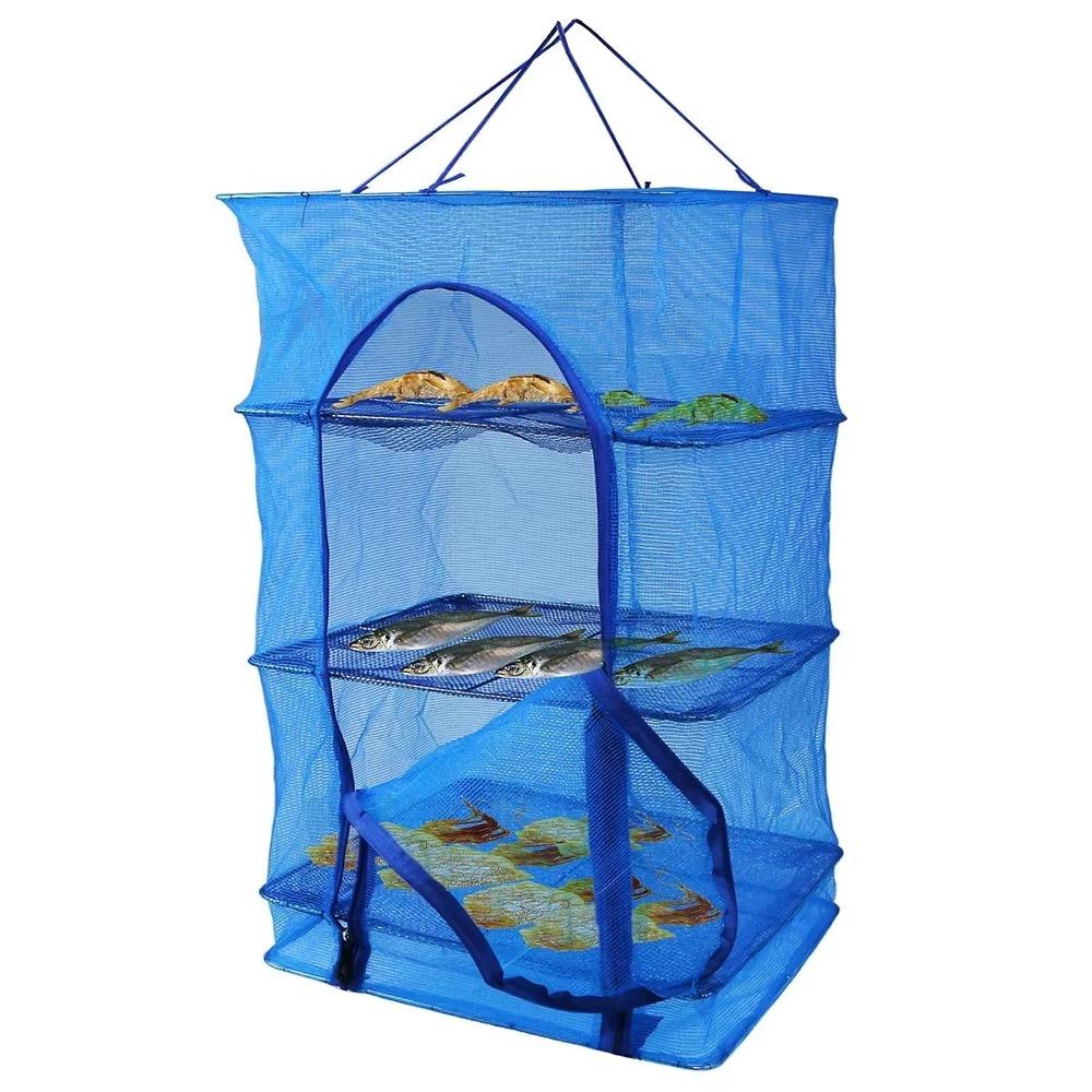 Plasă de uscare pliabilă cu agatatoare – Pentru Pește, Legume, Plante, Flori, Muguri  portabila, 4 niveluri cu suport, 40 x 40 x 60 cm