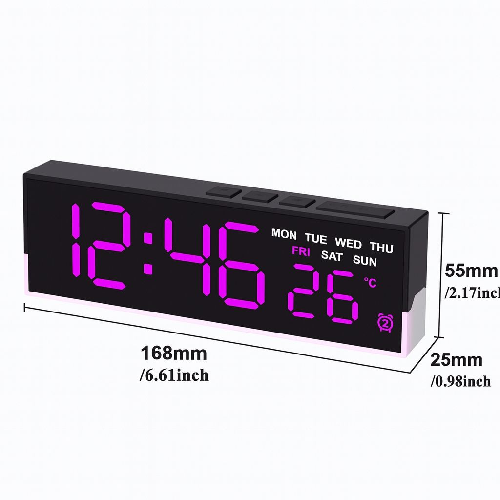 Ceas Digital Led Ceas digital LED Full Screen Display cu alarma duala, temperatura, dat ...