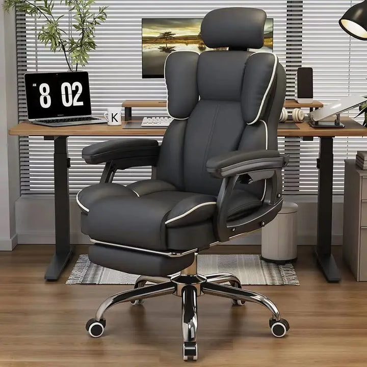 Scaun Ergonomic Directorial cu Suport Picioare Rabatabil Piele Ecologica
