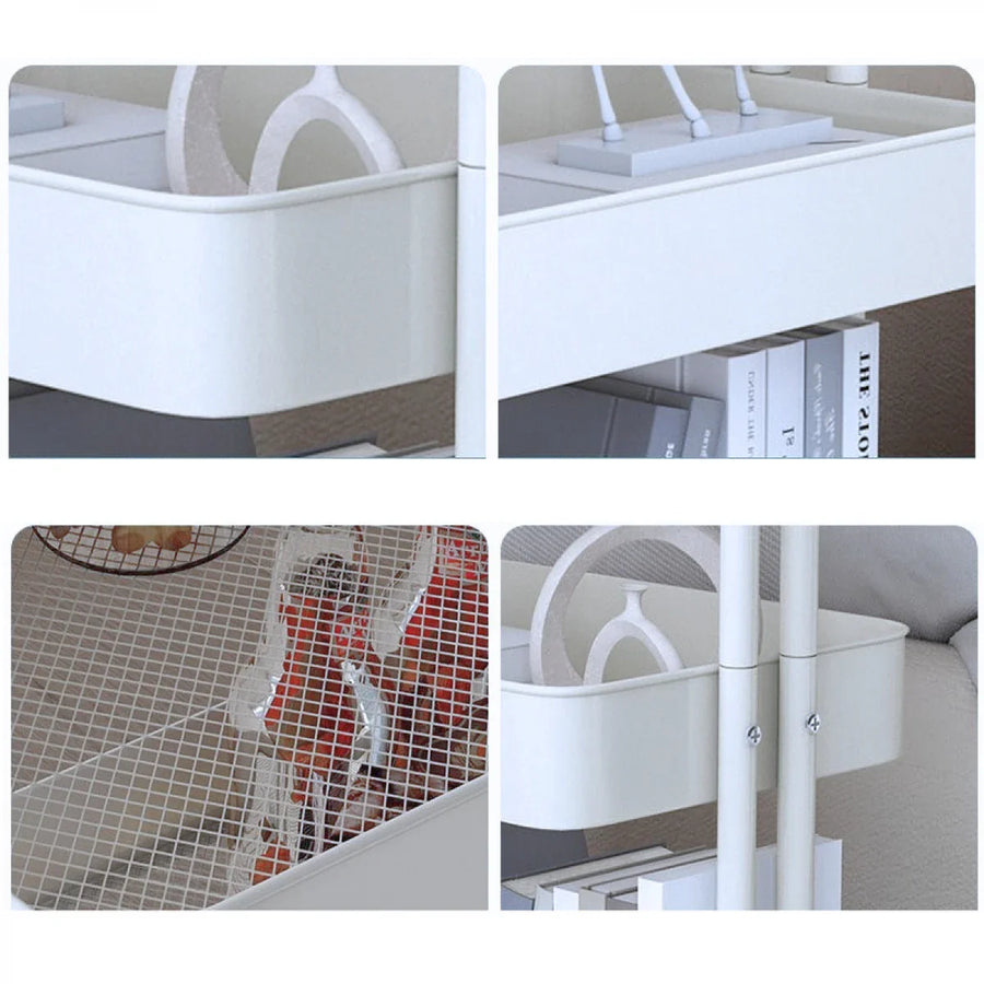 Raft portabil cu 3 nivele – cu cosuri metalice si roti rotative 360°
