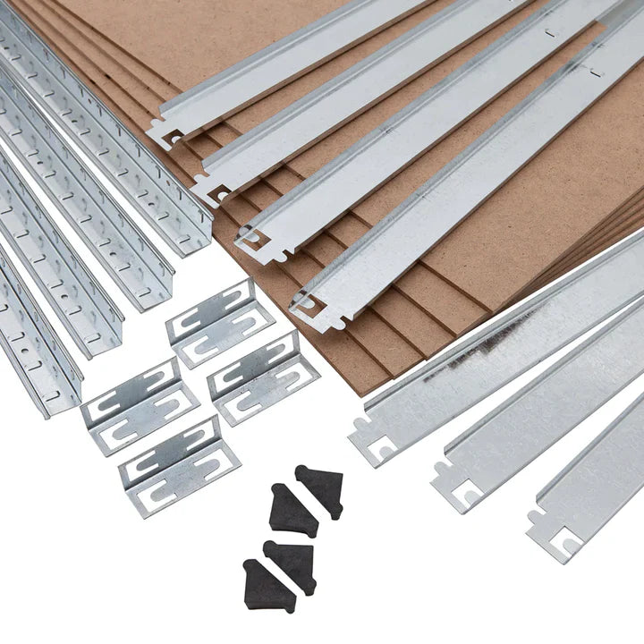 RESIGILAT - Raft metalic cu 5 polite, cadru otel galvanizat, polita MDF, 175kg/polita