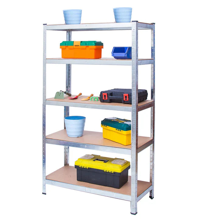 RESIGILAT - Raft metalic cu 5 polite, cadru otel galvanizat, polita MDF, 175kg/polita