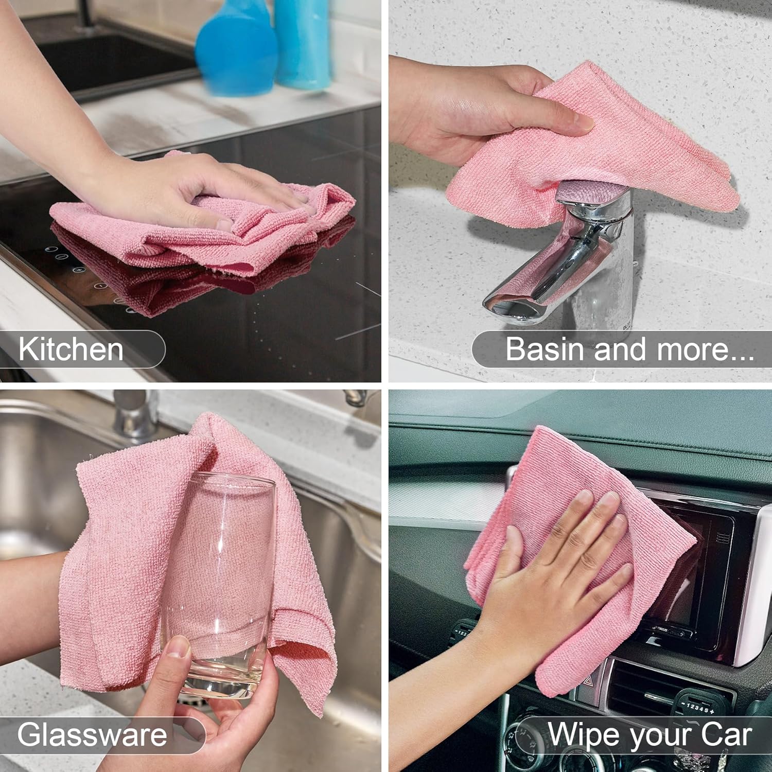 Set 30 lavete reutilizabile multifunctionale 25x25 cm cu suport